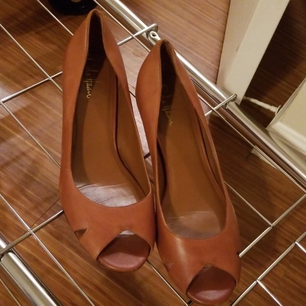 Cole Haan Melina Criss Cross Peep Toe Wedge